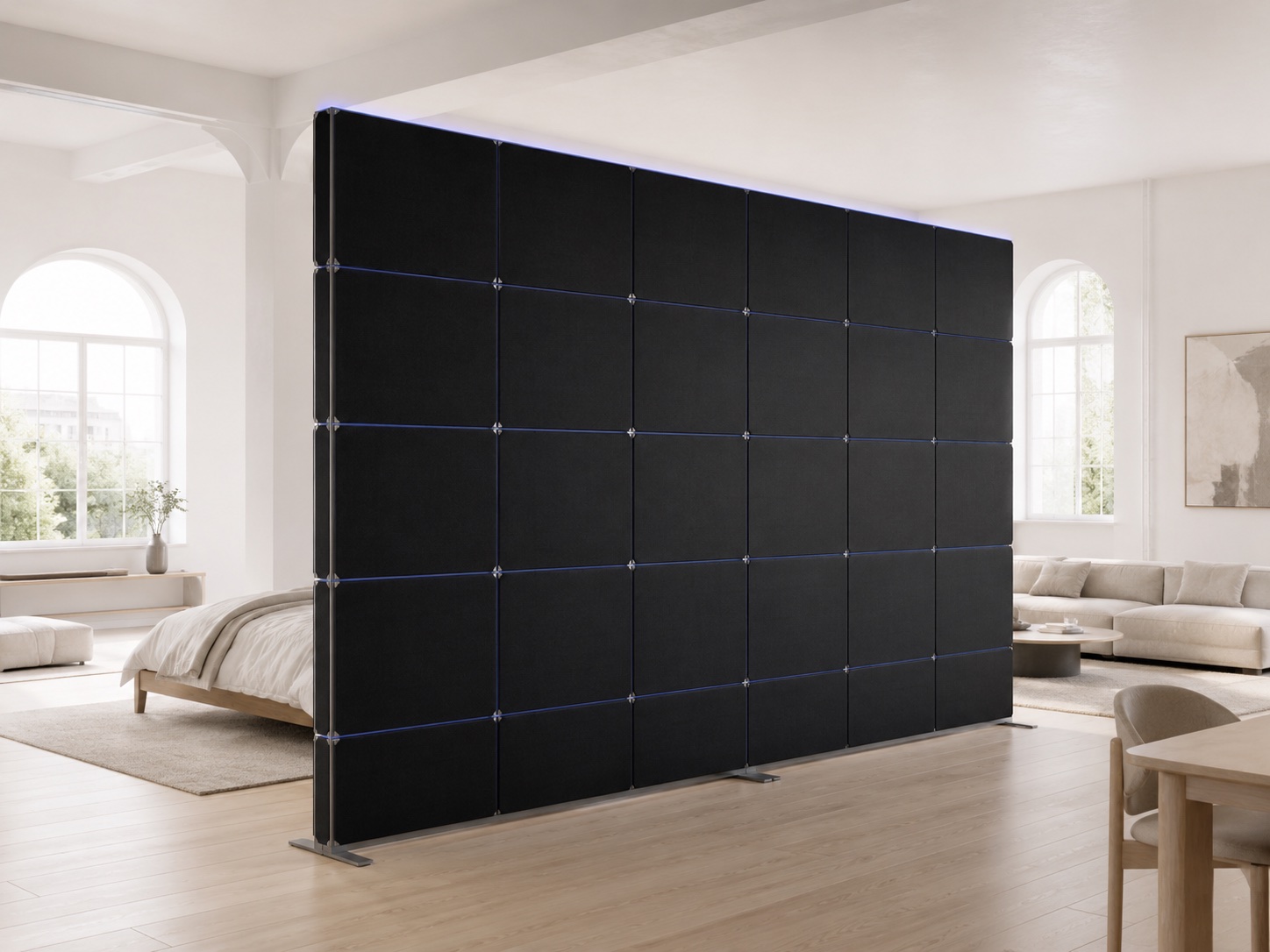 A tall freestanding wall of Cognition panels splitting a room.